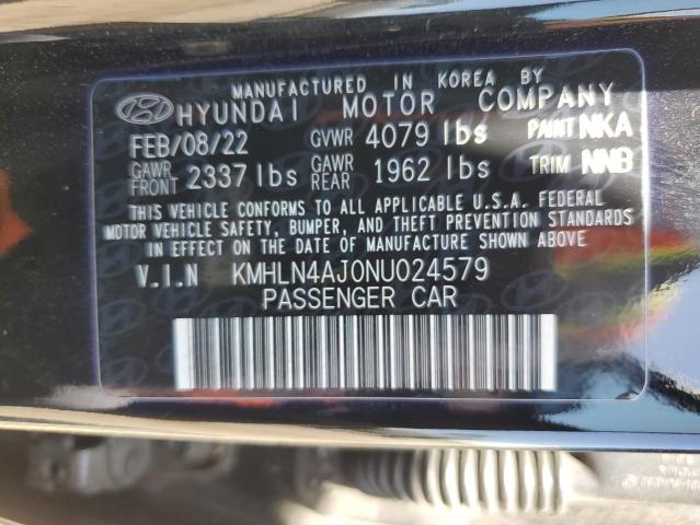 KMHLN4AJ0NU024579 - 2022 HYUNDAI ELANTRA LIMITED BLACK photo 12