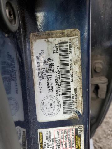 2T1BR32E64C832401 - 2004 TOYOTA COROLLA CE BLUE photo 12