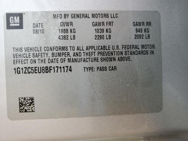 1G1ZC5EU8BF171174 - 2011 CHEVROLET MALIBU 1LT SILVER photo 12