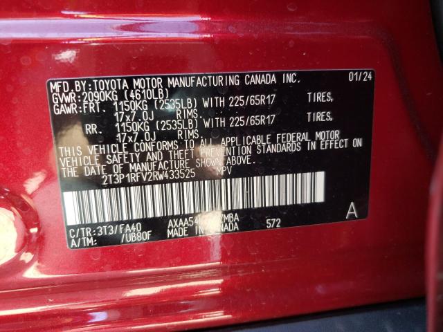 2T3P1RFV2RW433525 - 2024 TOYOTA RAV4 XLE RED photo 12