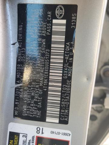 4T1BK1EBXDU051373 - 2013 TOYOTA AVALON BASE TAN photo 12