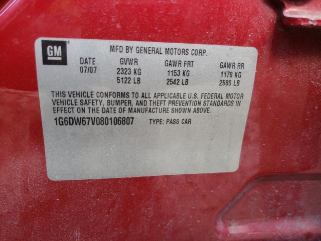 1G6DW67V080106807 - 2008 CADILLAC STS RED photo 12