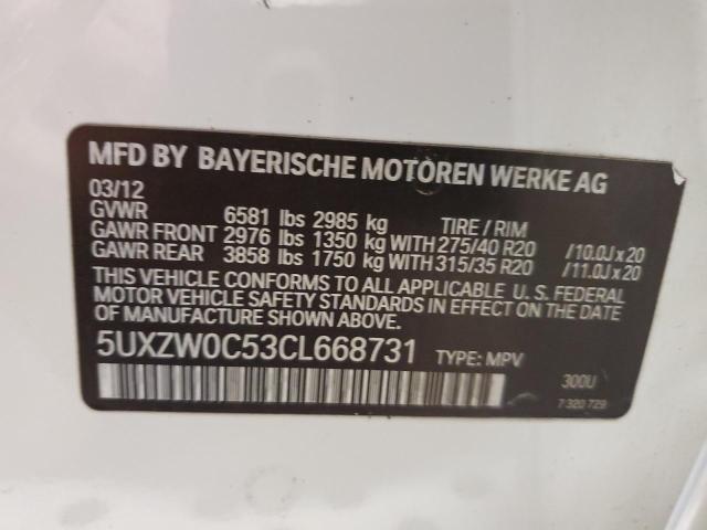 5UXZW0C53CL668731 - 2012 BMW X5 XDRIVE35D WHITE photo 12