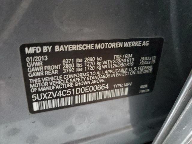 5UXZV4C51D0E00664 - 2013 BMW X5 XDRIVE35I SILVER photo 12