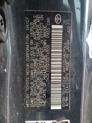 JTKDE177270216558 - 2007 TOYOTA SCION TC ნაცრისფერი ფოტო 12