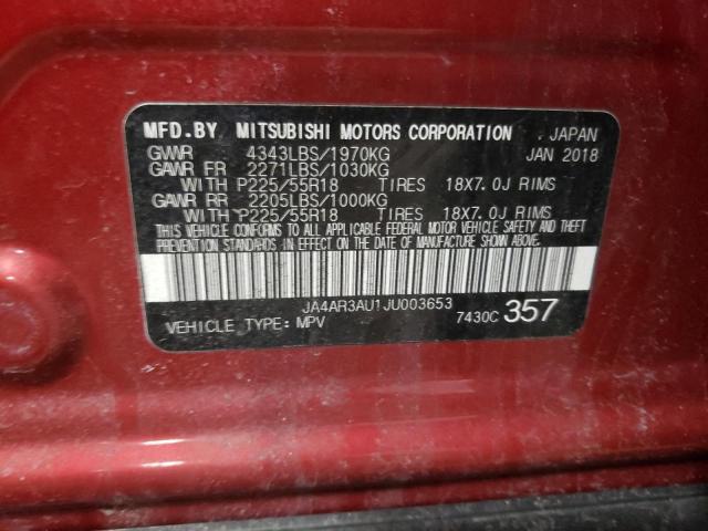 JA4AR3AU1JU003653 - 2018 MITSUBISHI OUTLANDER ES RED photo 12