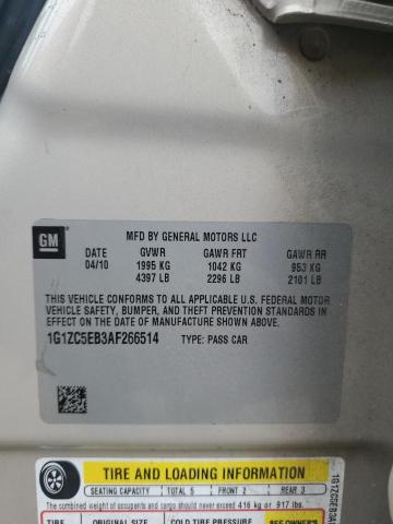 1G1ZC5EB3AF266514 - 2010 CHEVROLET MALIBU 1LT BEIGE photo 12