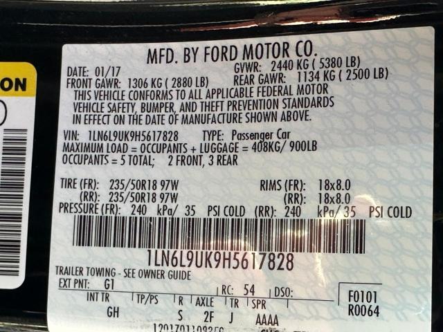 1LN6L9UK9H5617828 - 2017 LINCOLN CONTINENTA BLACK photo 10