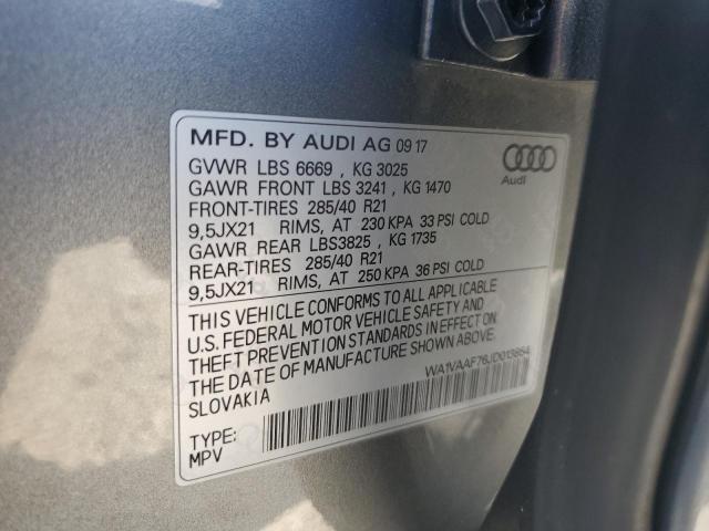 WA1VAAF76JD013854 - 2018 AUDI Q7 PRESTIGE GRAY photo 13