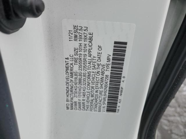 5FNRL6H92NB047298 - 2022 HONDA ODYSSEY ELITE Սպիտակ լուսանկար 12