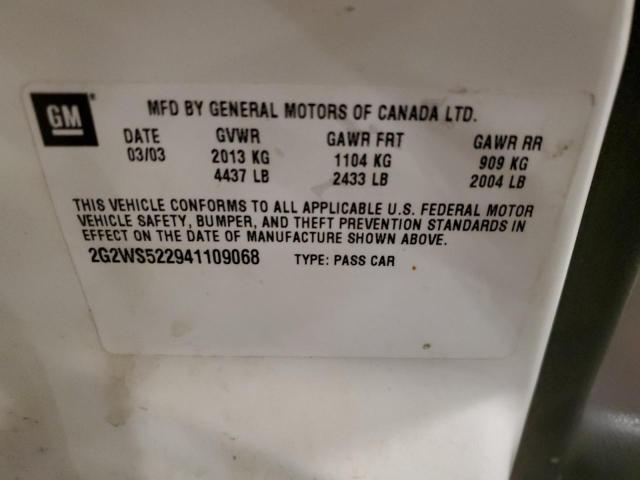 2G2WS522941109068 - 2004 PONTIAC GRAND PRIX GT2 თეთრი ფოტო 12