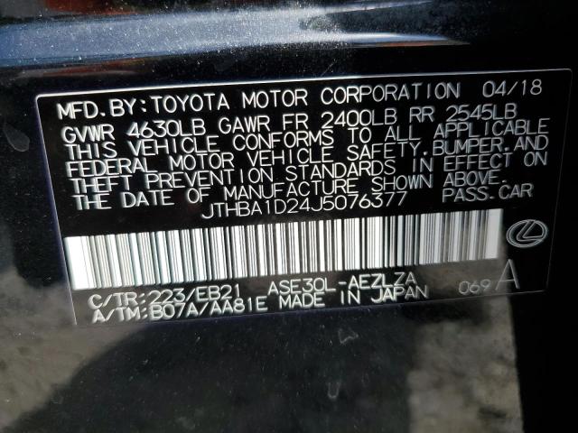 JTHBA1D24J5076377 - 2018 LEXUS IS 300 GRAY photo 12