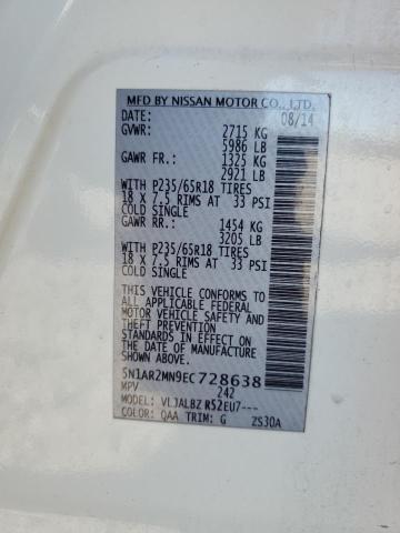 5N1AR2MN9EC728638 - 2014 NISSAN PATHFINDER S WHITE photo 13