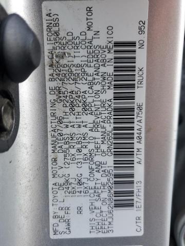 3TMJU62N86M025951 - 2006 TOYOTA TACOMA DOUBLE CAB PRERUNNER SILVER photo 13