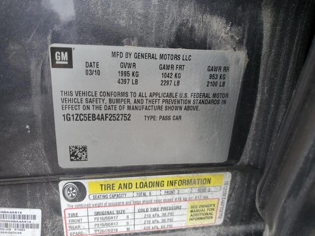 1G1ZC5EB4AF252752 - 2010 CHEVROLET MALIBU 1LT GRAY photo 13