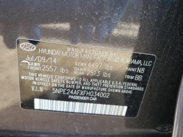 5NPE24AFXFH034002 - 2015 HYUNDAI SONATA SE BROWN photo 12