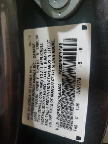 2HGFB2F99CH504800 - 2012 HONDA CIVIC EXL GRAY photo 13