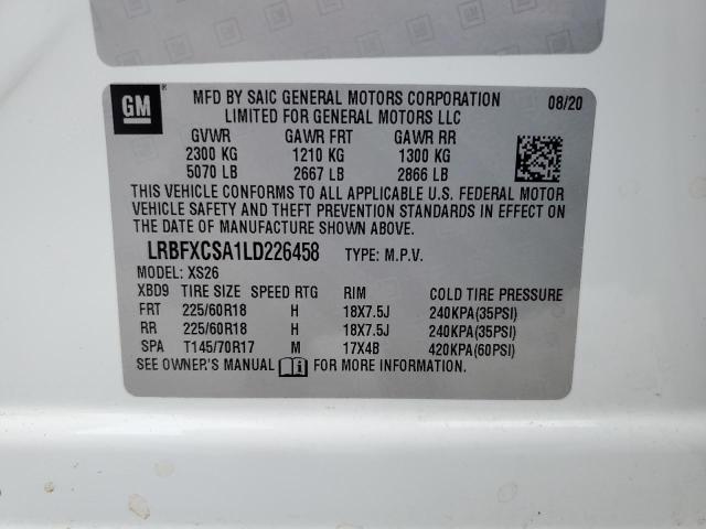 LRBFXCSA1LD226458 - 2020 BUICK ENVISION ESSENCE Սպիտակ լուսանկար 13