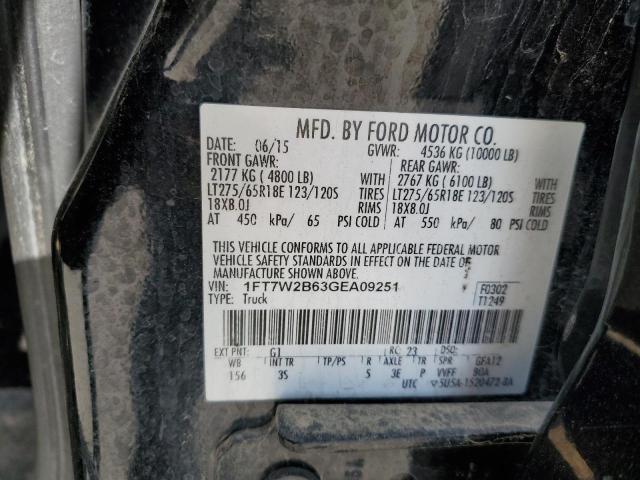 1FT7W2B63GEA09251 - 2016 FORD F250 SUPER DUTY CHARCOAL photo 12