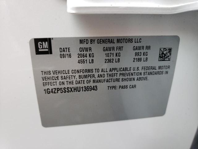 1G4ZP5SSXHU136943 - 2017 BUICK LACROSSE ESSENCE WHITE photo 12