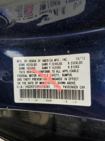 1HGCR2F33DA049260 - 2013 HONDA ACCORD LX BLUE photo 13