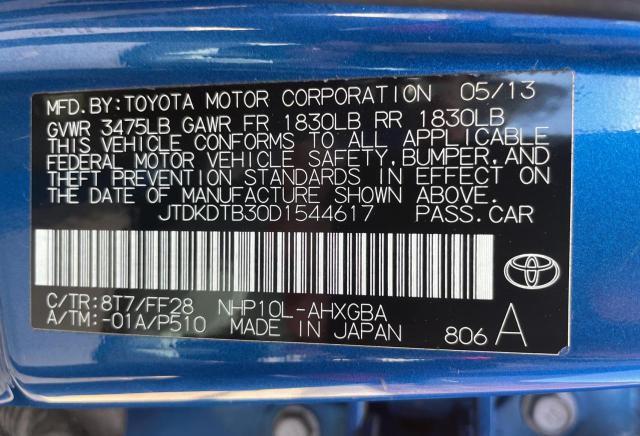 JTDKDTB30D1544617 - 2013 TOYOTA PRIUS C BLUE photo 10