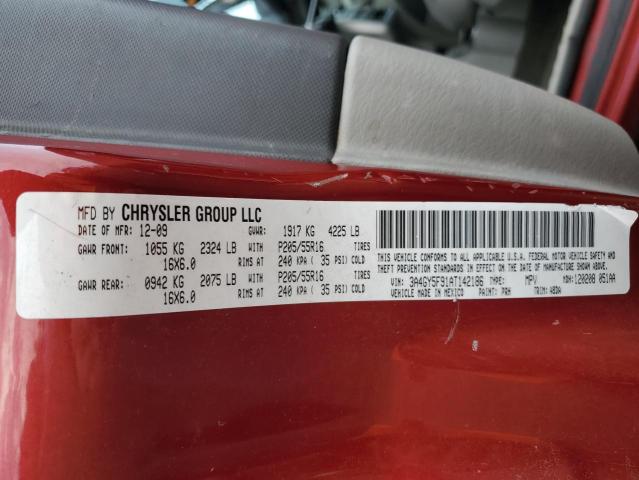 3A4GY5F91AT142186 - 2010 CHRYSLER PT CRUISER RED photo 12