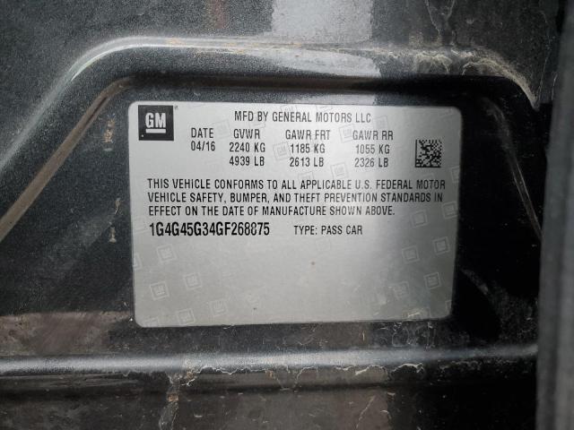 1G4G45G34GF268875 - 2016 BUICK LACROSSE SPORT TOURING BLACK photo 12