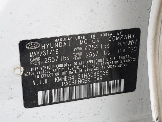 KMHE54L21HA045039 - 2017 HYUNDAI SONATA PLUG-IN HYBRID WHITE photo 13