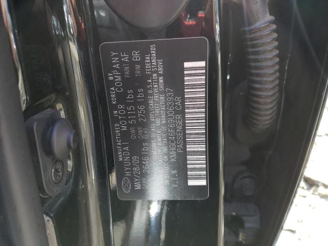 KMHGC46F69U063937 - 2009 HYUNDAI GENESIS 4.6L BLACK photo 12