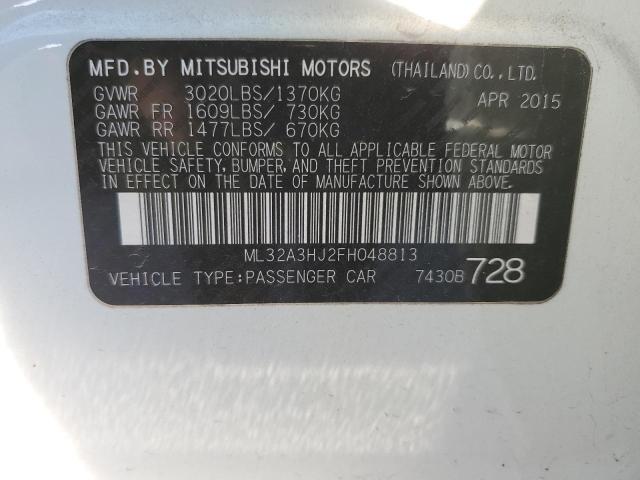 ML32A3HJ2FH048813 - 2015 MITSUBISHI MIRAGE DE WHITE photo 13