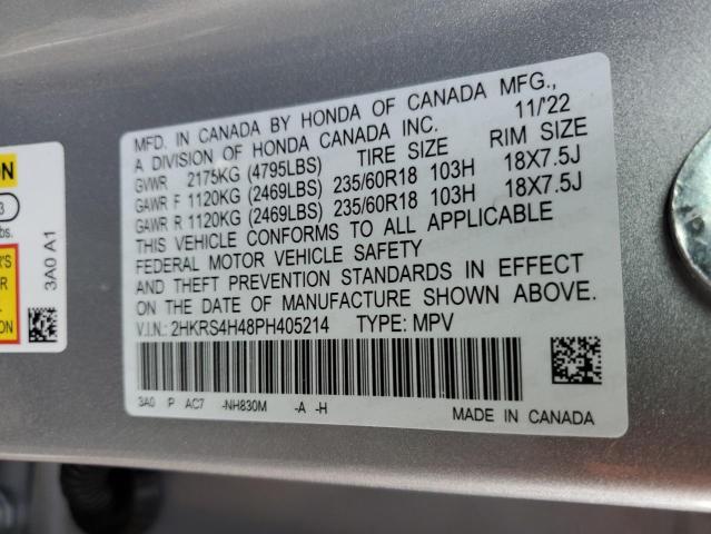 2HKRS4H48PH405214 - 2023 HONDA CR-V EX SILVER photo 12