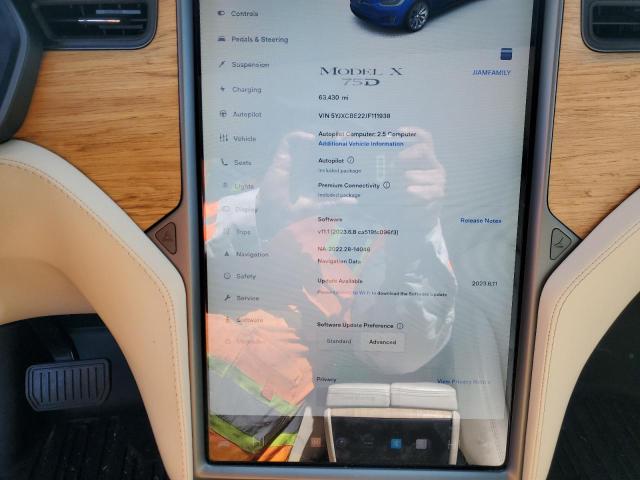 5YJXCBE22JF111938 - 2018 TESLA MODEL X BLUE photo 9