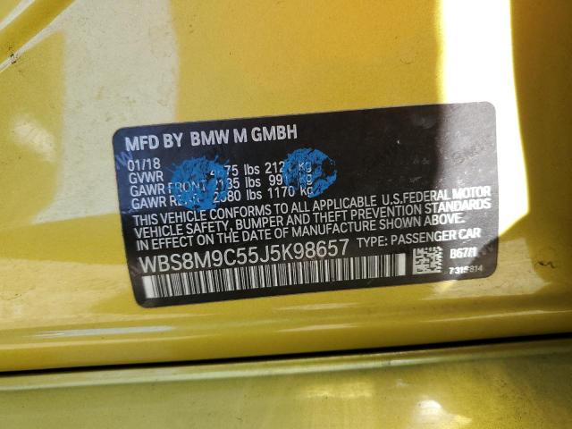 WBS8M9C55J5K98657 - 2018 BMW M3 GOLD photo 12