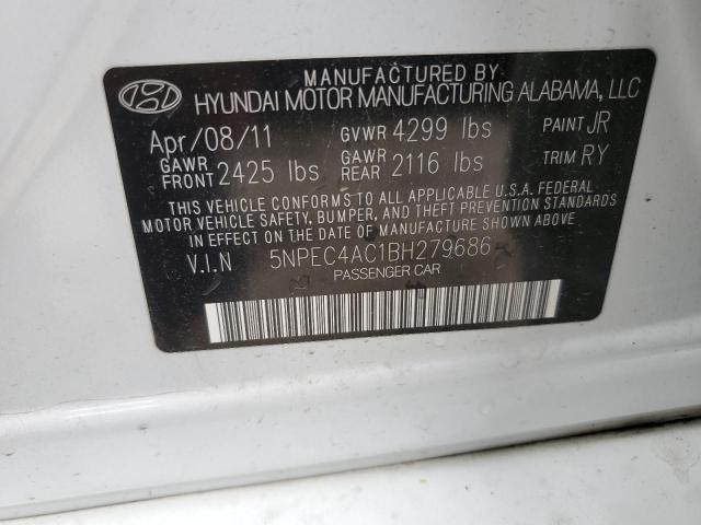 5NPEC4AC1BH279686 - 2011 HYUNDAI SONATA SE WHITE photo 12