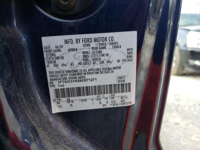 1FTWX31R28EB71271 - 2008 FORD F350 SRW SUPER DUTY BLUE photo 12