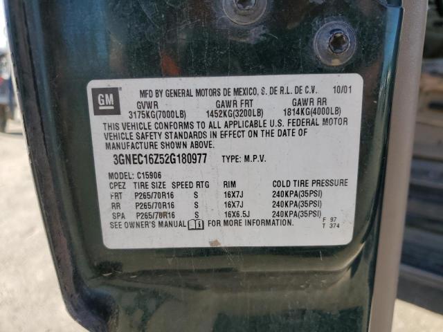 3GNEC16Z52G180977 - 2002 CHEVROLET SUBURBAN C1500 GREEN photo 13