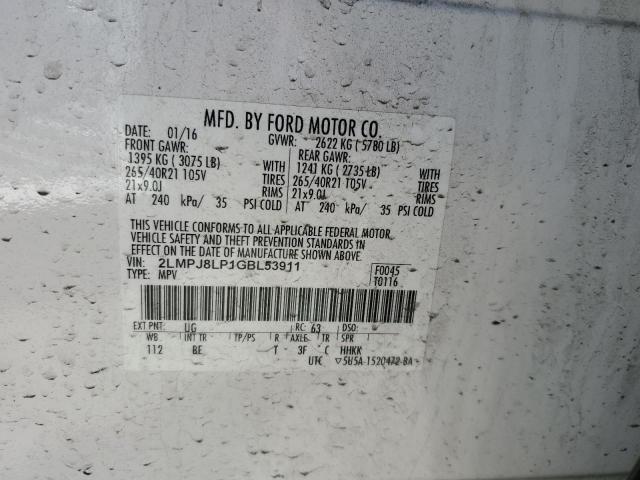 2LMPJ8LP1GBL53911 - 2016 LINCOLN MKX RESERVE 白色 照片 12