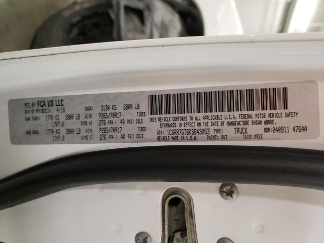 1C6RR7GT6KS643053 - 2019 RAM 1500 CLASS SLT 白色 照片 12