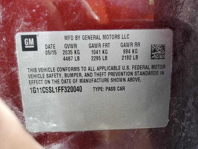 1G11C5SL1FF320040 - 2015 CHEVROLET MALIBU 1LT MAROON photo 12