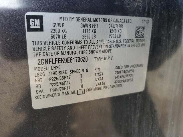 2GNFLFEK9E6173620 - 2014 CHEVROLET EQUINOX LT GRAY photo 13