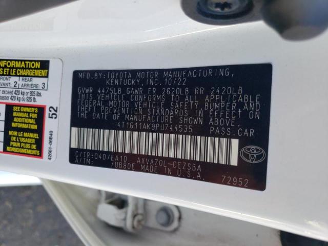 4T1G11AK9PU744535 - 2023 TOYOTA CAMRY SE NIGHT SHADE WHITE photo 12