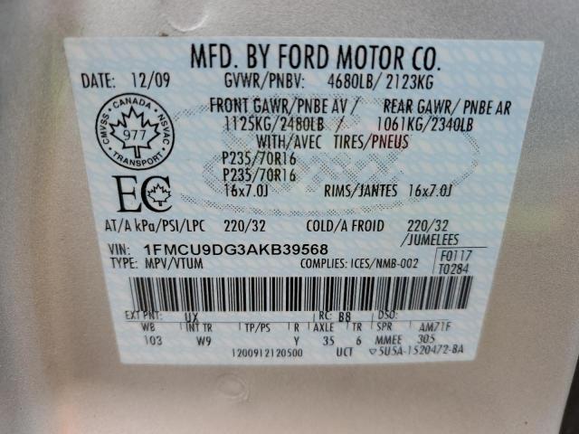 1FMCU9DG3AKB39568 - 2010 FORD ESCAPE XLT SILVER photo 14