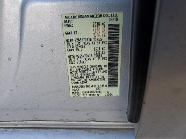 1N6AD0EV3BC403384 - 2011 NISSAN FRONTIER S SILVER photo 12