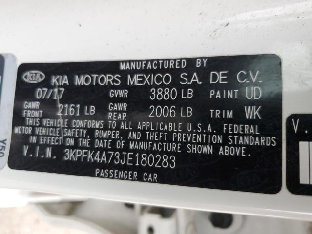 3KPFK4A73JE180283 - 2018 KIA FORTE LX WHITE photo 13