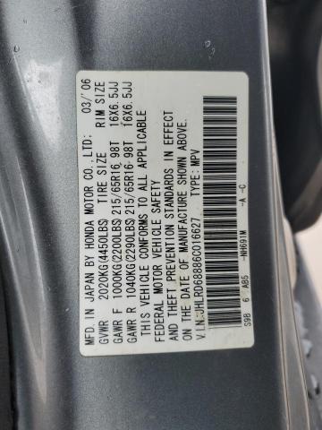 JHLRD68886C016627 - 2006 HONDA CR-V EX SILVER photo 13