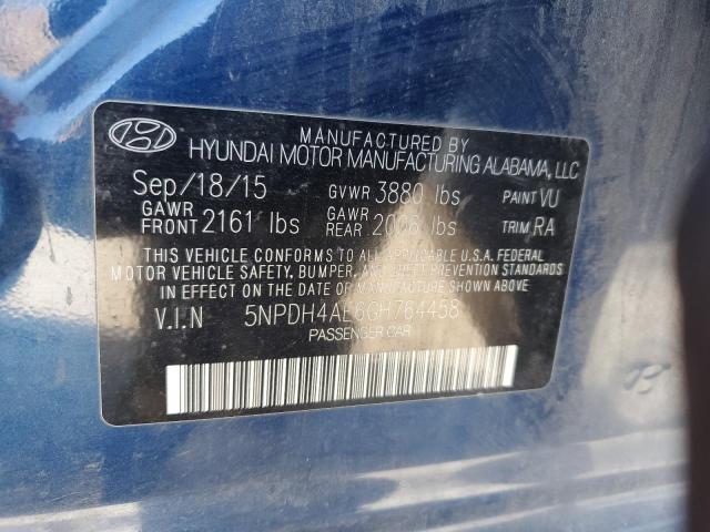 5NPDH4AE6GH764458 - 2016 HYUNDAI ELANTRA SE BLUE photo 12