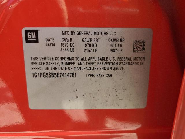 1G1PG5SB5E7414761 - 2014 CHEVROLET CRUZE LTZ RED photo 12