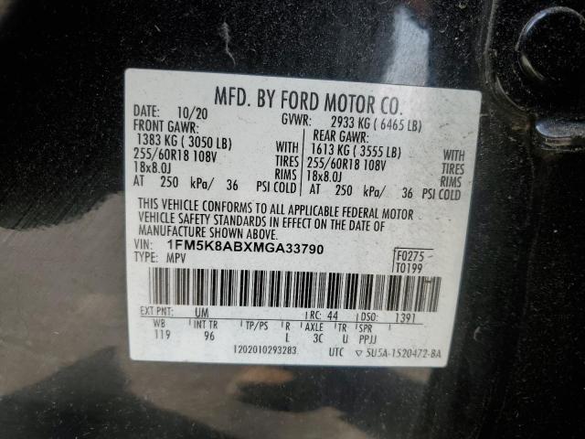 1FM5K8ABXMGA33790 - 2021 FORD EXPLORER POLICE INTERCEPTOR BLACK photo 13