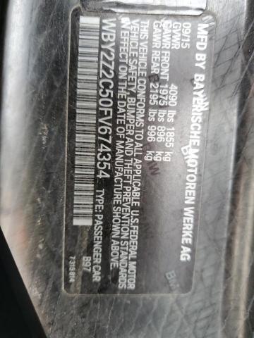 WBY2Z2C50FV674354 - 2015 BMW I8 WHITE photo 12